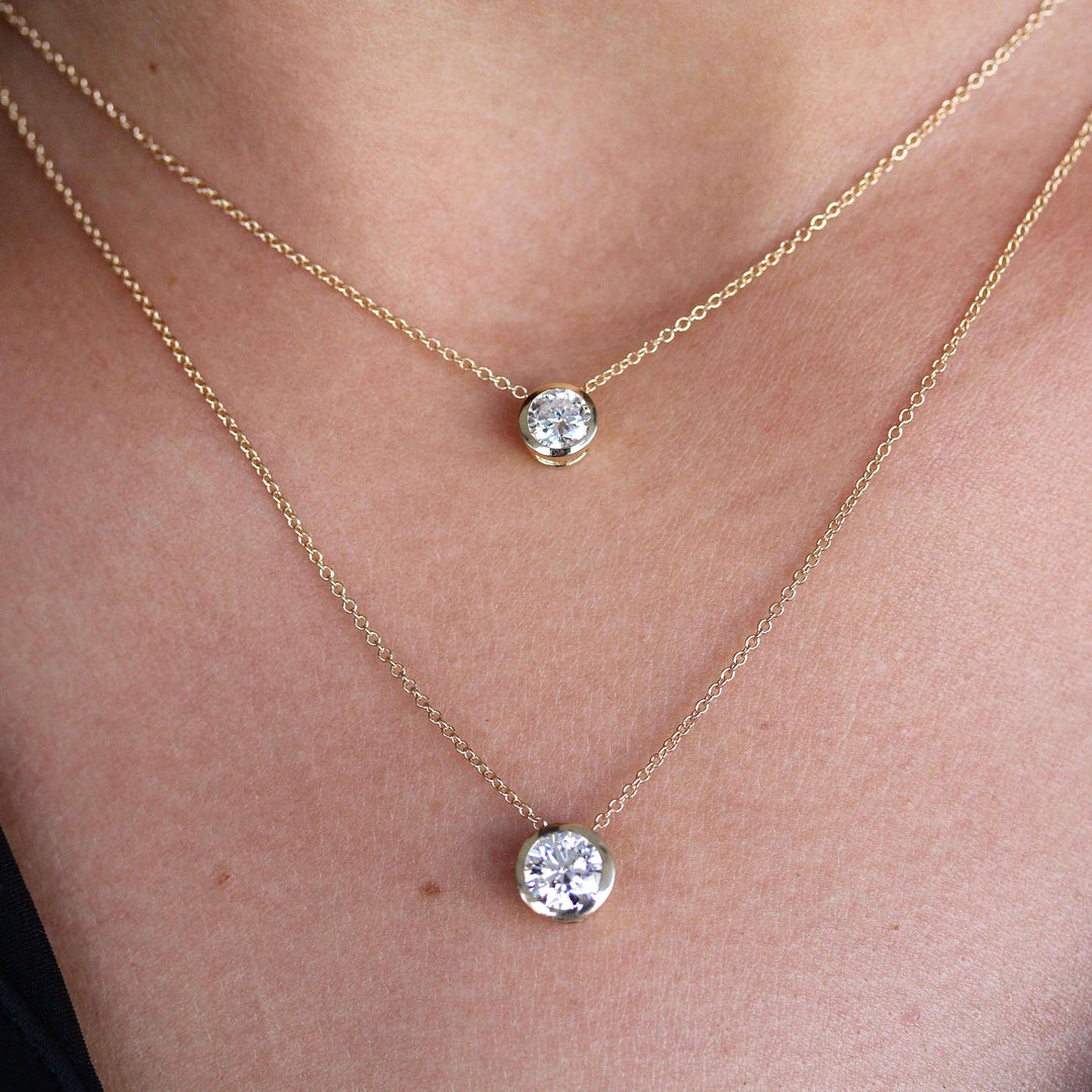 Necklace 14k Yellow Gold / 1ct 1ct Diamond Bezel Necklace in Yellow Gold
