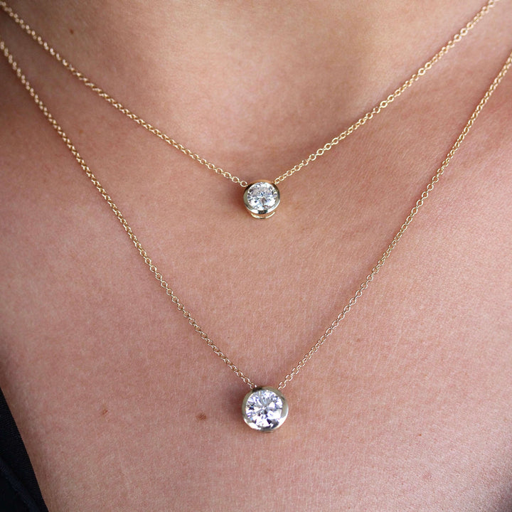 Necklace 14k Yellow Gold / 1ct 1ct Diamond Bezel Necklace in Yellow Gold