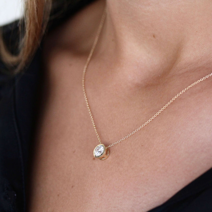 Necklace 14k Yellow Gold / 1ct 1ct Diamond Bezel Necklace in Yellow Gold