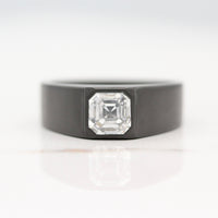 The Archer Band in Zirconium with 2.09ct Asscher cut Lab-Grown Diamond