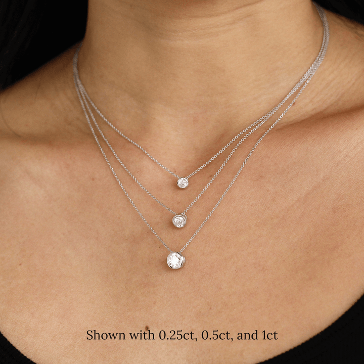 Necklace 14k White Gold / 1/2ct 1/2ct Diamond Bezel Necklace in White Gold