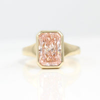 Engagement Ring 14k Yellow Gold / 3.8ct The Billie Ring (Radiant) in Yellow Gold with 3.8ct Pink Lab-Grown Diamond