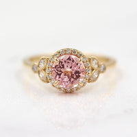 Engagement Ring The Cate Ring (Round) with Peachy-Pink Created Sapphire
