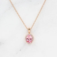 Necklace 14k Rose Gold The Charlotte Necklace in Rose Gold with 1.75ct Peachy-Pink Created Sapphire