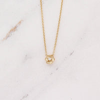 The April Birthstone Poppy Necklace with Lab-Grown Diamond in Yellow Gold against a white background