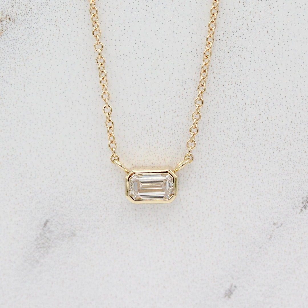 Necklace The East-West Emerald Bezel Necklace