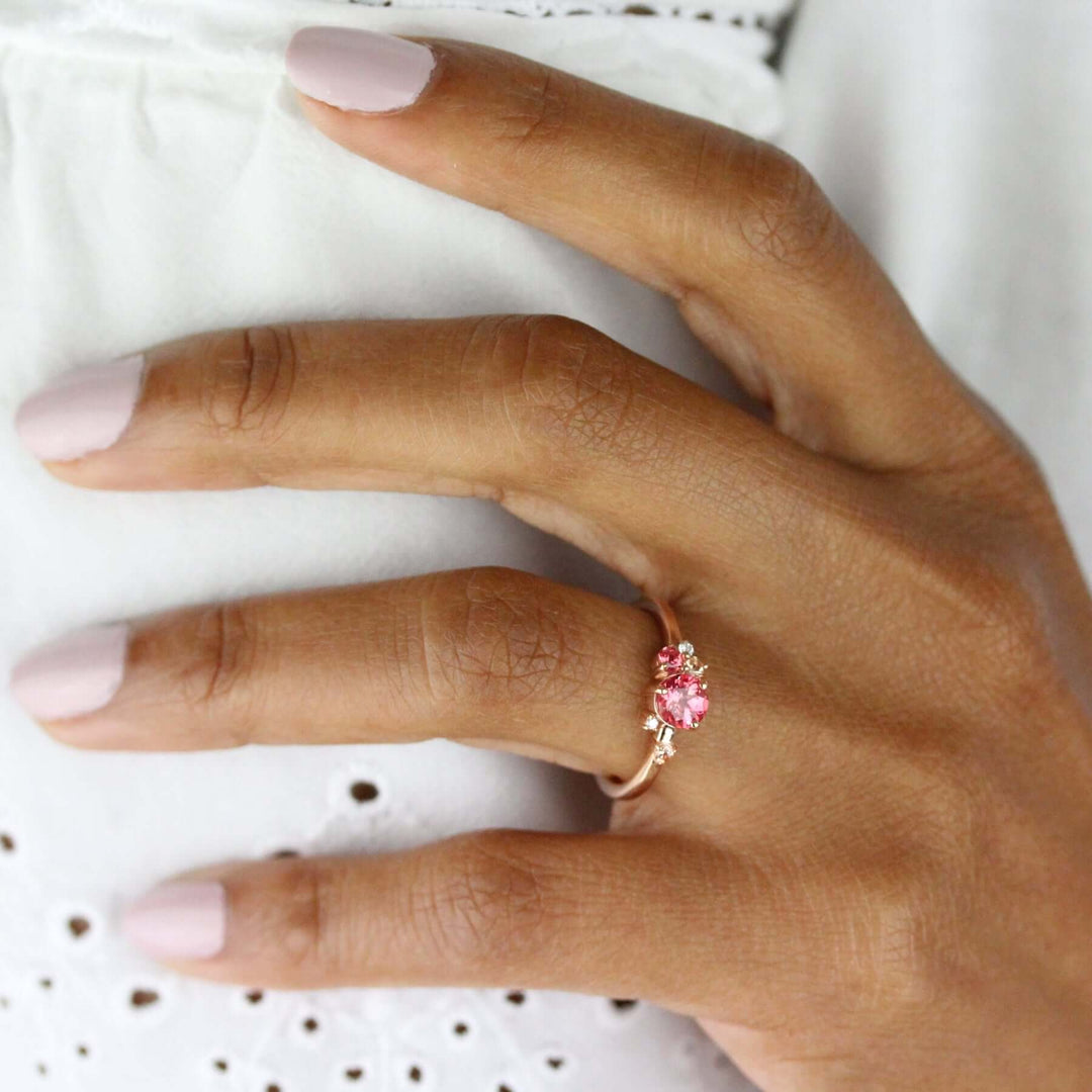Ready to Ship Ring 14k Rose Gold The Padparadscha Sapphire Cluster Ring in Rose Gold