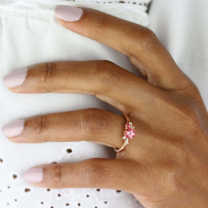 Ready to Ship Ring 14k Rose Gold The Padparadscha Sapphire Cluster Ring in Rose Gold