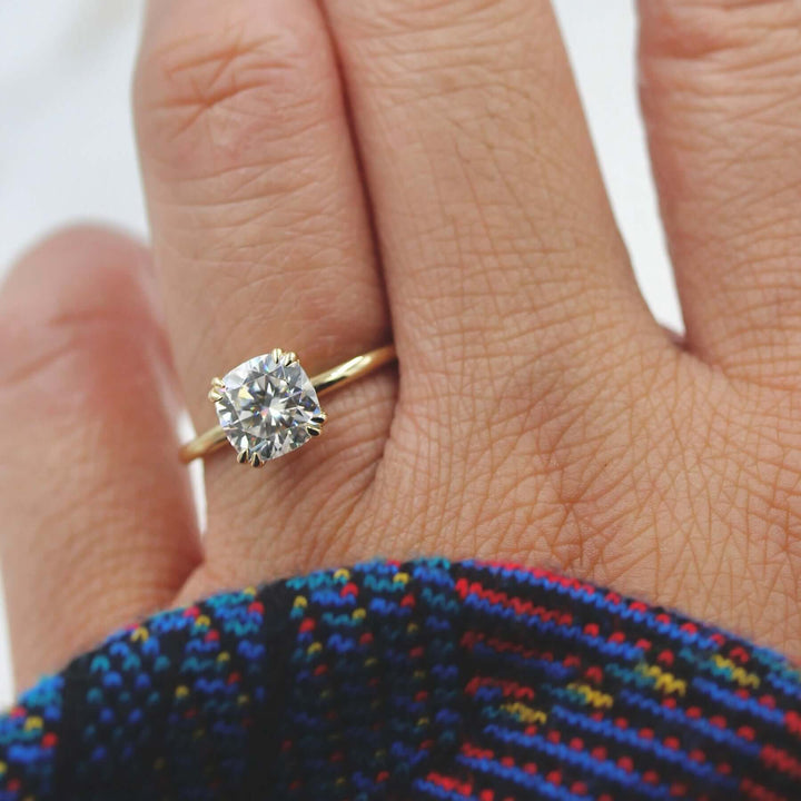 14k Yellow Gold The Serena Ring (Square Cushion) in Yellow Gold with 2ct Moissanite