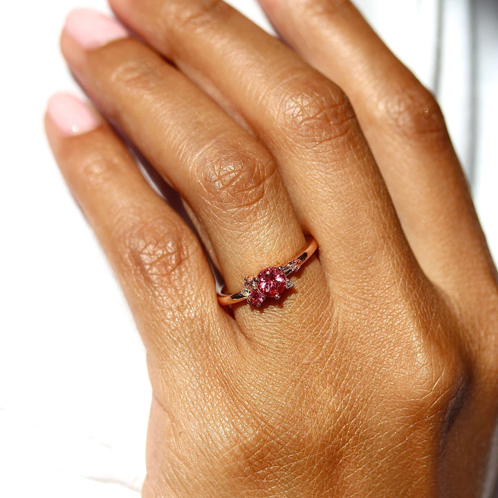 Ready to Ship Ring 14k Rose Gold The Padparadscha Sapphire Cluster Ring in Rose Gold