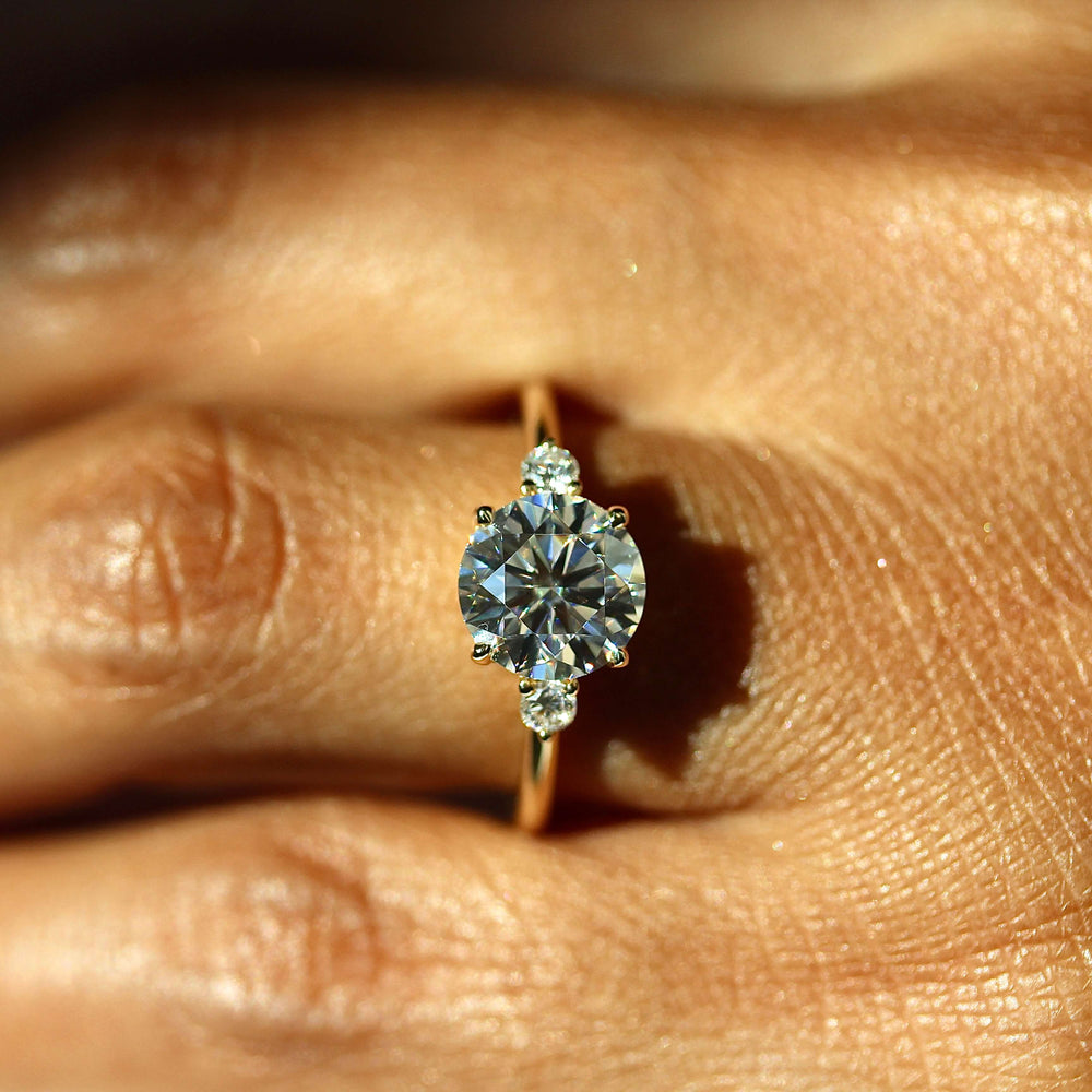 Ready to Ship Ring 14k Yellow Gold The Esme Ring (Round) in Yellow Gold with 2ct Moissanite