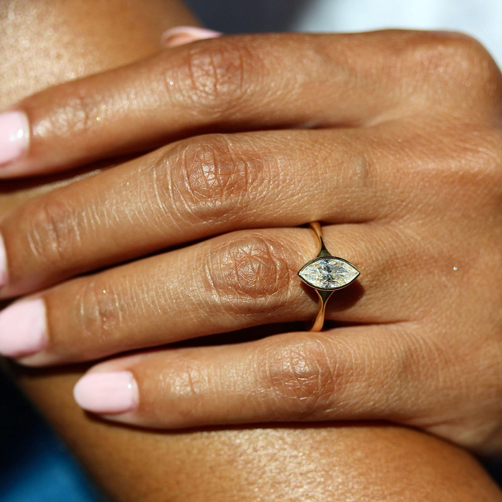 The Stevie Ring (Marquise) in Yellow Gold with 1ct modeled