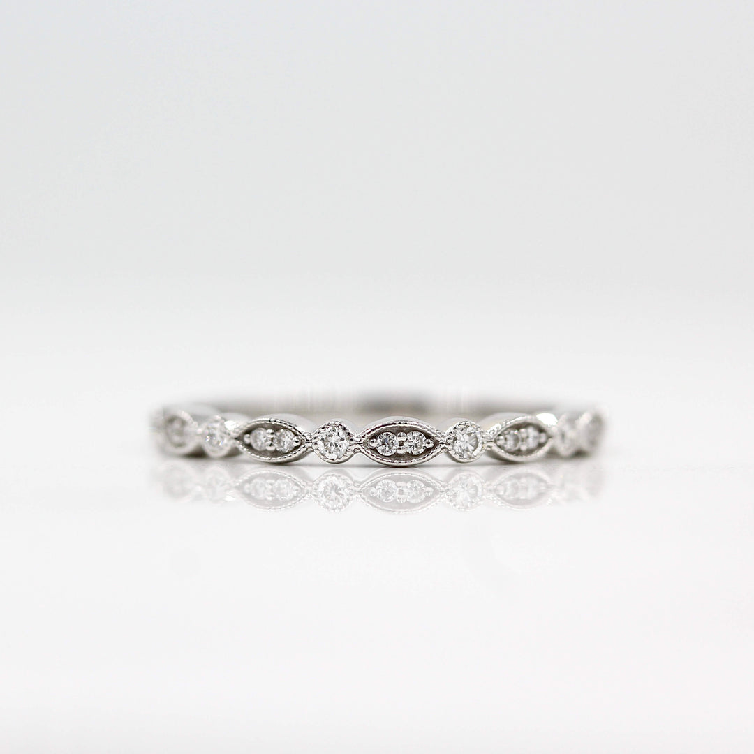 The Charlotte Wedding Band in White Gold against a white background