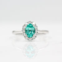 Ready to Ship Ring 14k White Gold The Ava Ring in White Gold with 0.75ct Minty Green Chrysoberyl