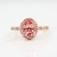 Ready to Ship Ring Peachy-Pink Created Sapphire / 14k Rose Gold / 1.75ct The Charlotte Ring in Rose Gold with 1.75ct Peachy-Pink Created Sapphire