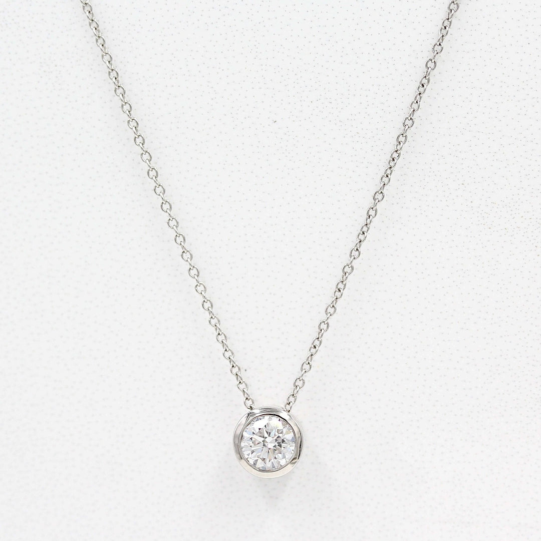Necklace 14k White Gold / 1/2ct 1/2ct Diamond Bezel Necklace in White Gold