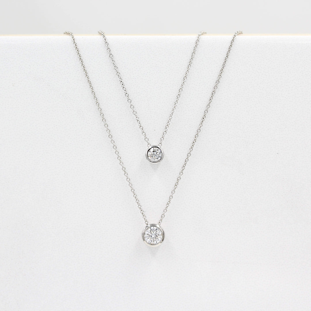Necklace 14k White Gold / 1/2ct 1/2ct Diamond Bezel Necklace in White Gold