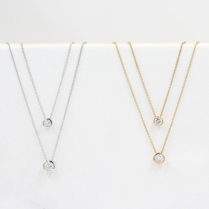 Necklace 14k White Gold / 1/2ct 1/2ct Diamond Bezel Necklace in White Gold