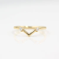 Ready to Ship Ring 14k Yellow Gold The Double Diamond V-Band in Yellow Gold