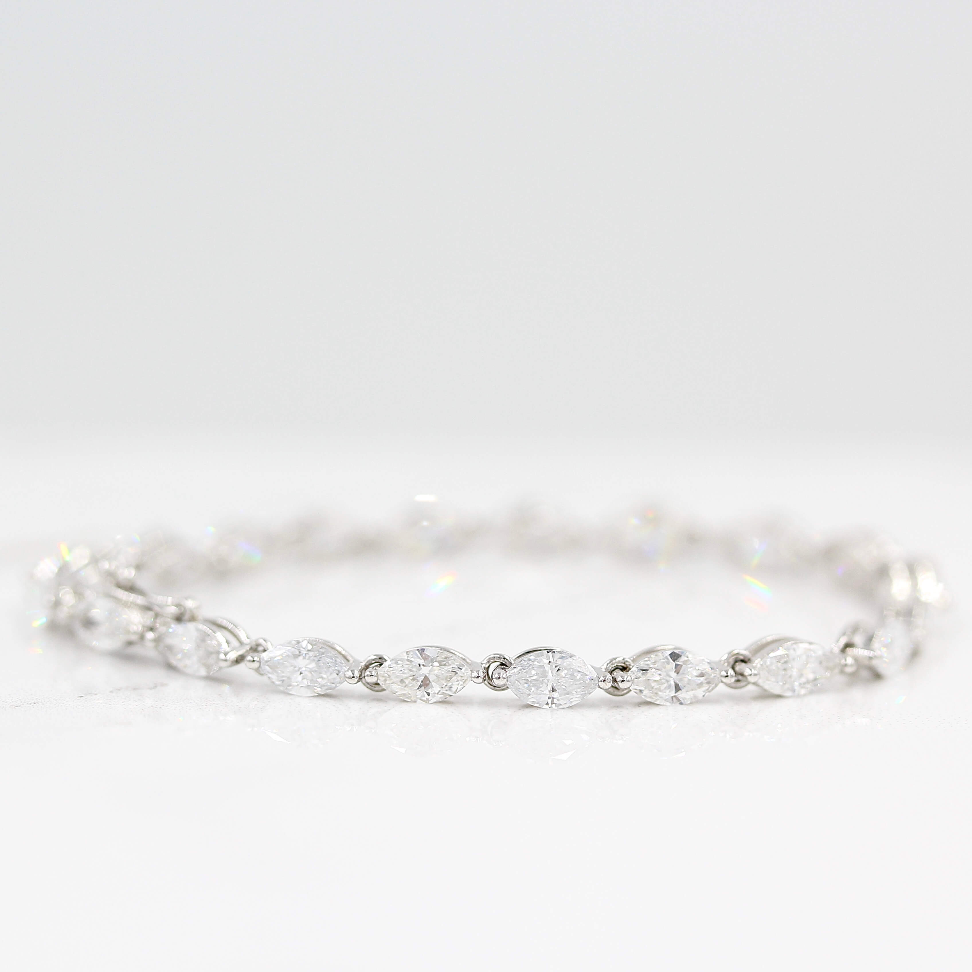 The Marquise Lab-Grown Diamond Tennis Bracelet in White Gold