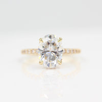 Ready to Ship Ring 14k Yellow Gold The Athena Hidden Halo Ring (Oval) in Yellow Gold with 3ct Moissanite