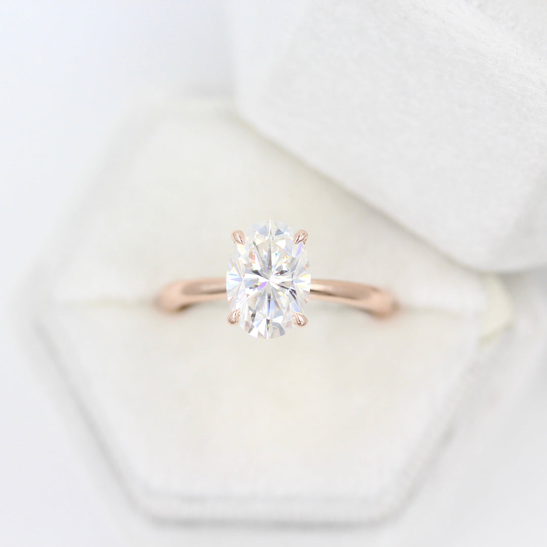 Ready to Ship Ring 14k Rose Gold The Margot Ring (Oval) in Rose Gold with 2ct Moissanite