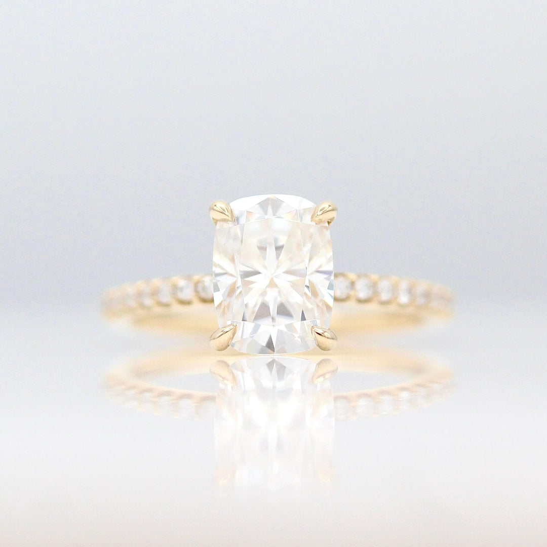 Ready to Ship Ring Colorless Moissanite / 14k Yellow Gold / 2ct The Paris Hidden Halo Ring in Yellow Gold with 2ct Moissanite
