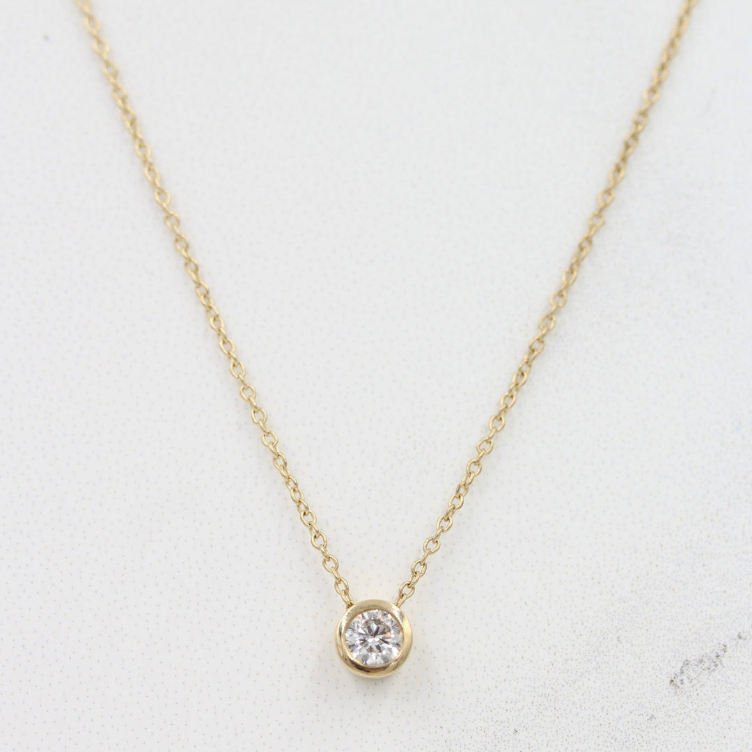 Lab grown diamond bezel necklace