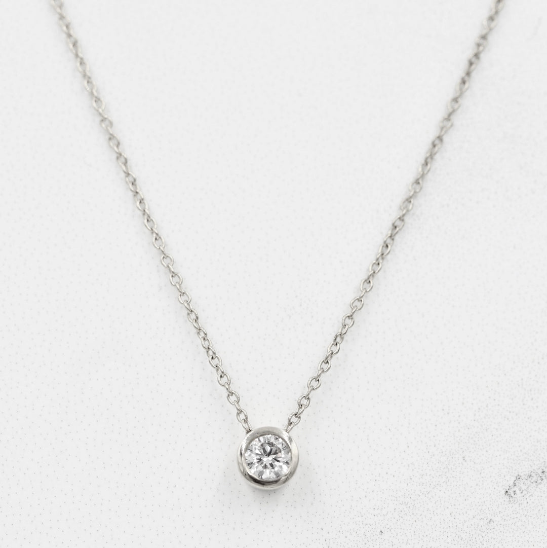 Necklace 14k White Gold / 1/4ct 1/4ct Diamond Bezel Necklace in White Gold