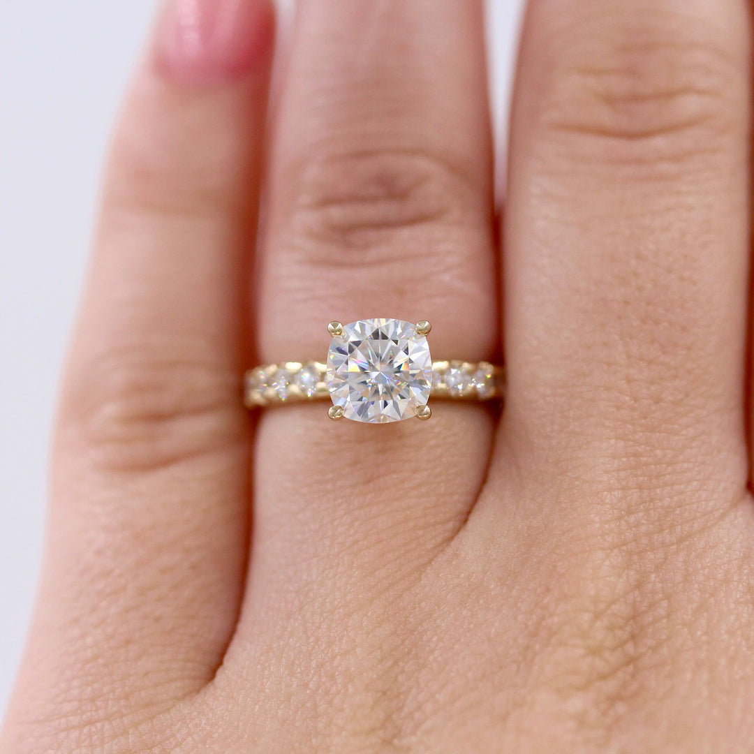Engagement Ring The Samantha Ring in Yellow Gold with 2ct Moissanite modeled
