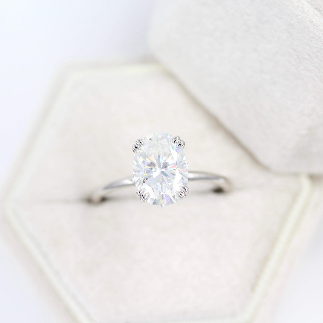 Ready to Ship Ring 14k White Gold The Serena Ring (Oval) in White Gold with 3ct Moissanite