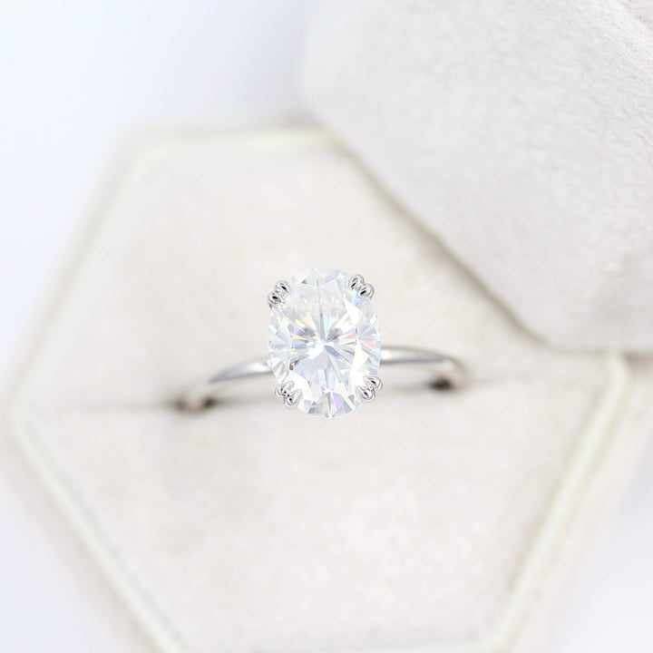 Ready to Ship Ring 14k White Gold The Serena Ring (Oval) in White Gold with 3ct Moissanite