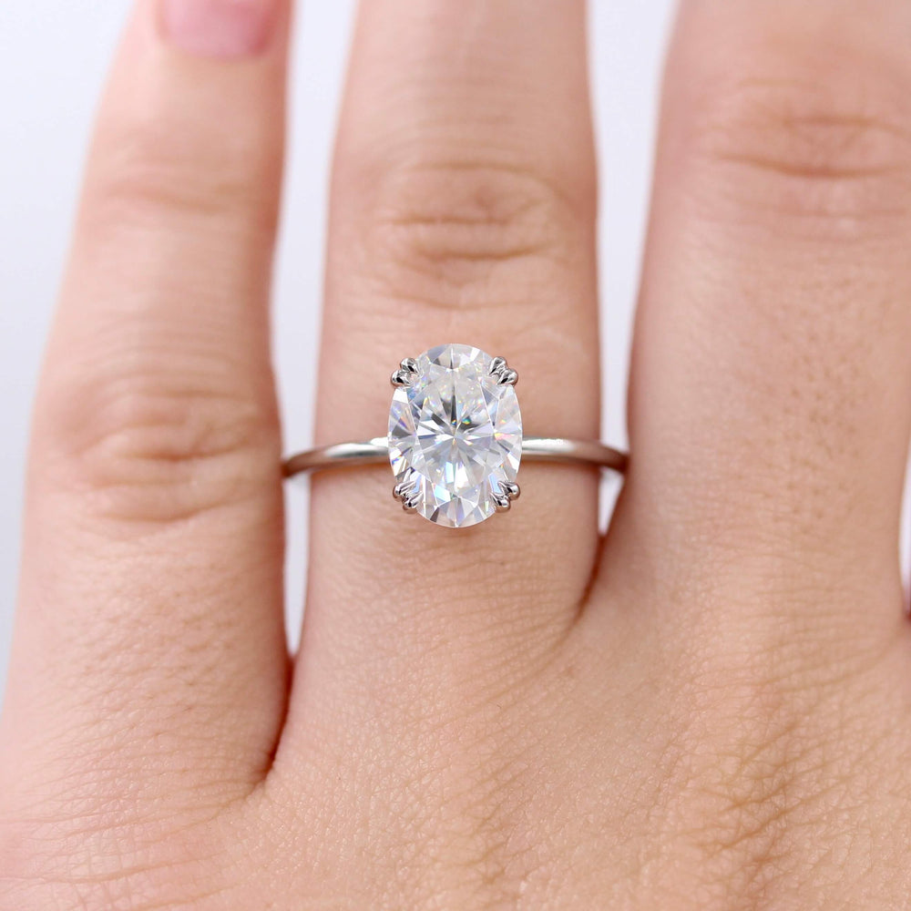 Ready to Ship Ring 14k White Gold The Serena Ring (Oval) in White Gold with 3ct Moissanite