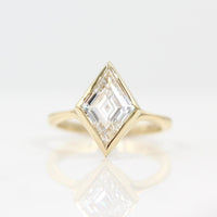 Engagement Ring The Stevie Ring in Yellow Gold with a 2ct Lozenge Lab-Grown Diamond against a white background