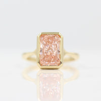 Ready to Ship Ring Lab-Grown Diamond / 14k Yellow Gold / 3.5ct The Stevie Ring (Radiant) in Yellow Gold with 3.5ct Pink Lab-Grown Diamond