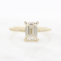 Engagement Ring Colorless Moissanite / 14k Yellow Gold / 3ct The Victoria Ring
