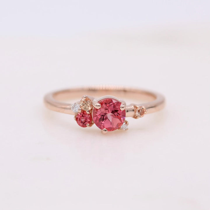 Ready to Ship Ring 14k Rose Gold The Padparadscha Sapphire Cluster Ring in Rose Gold
