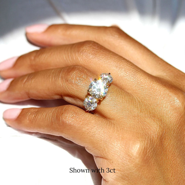 three-stone diamond engagement ring