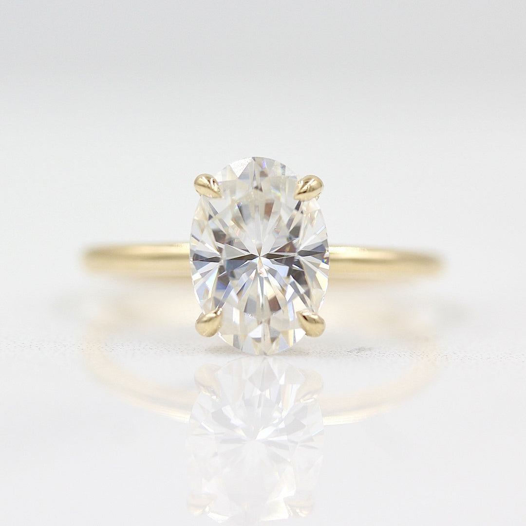 Ready to Ship Ring 14k Yellow Gold The Paige Hidden Halo Ring in Yellow Gold with 2ct Moissanite