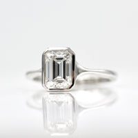 Ready to Ship Ring 14k White Gold The Stevie Ring (Emerald) in White Gold with 1.75ct Moissanite