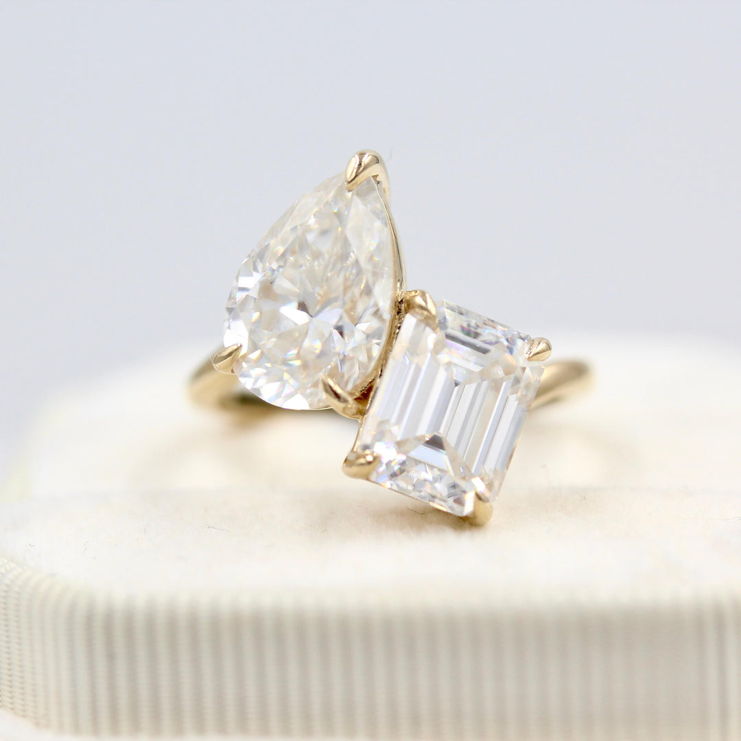 Ready to Ship Ring 14k Yellow Gold La Grande Toi Et Moi Ring in Yellow Gold with 6ct Moissanite