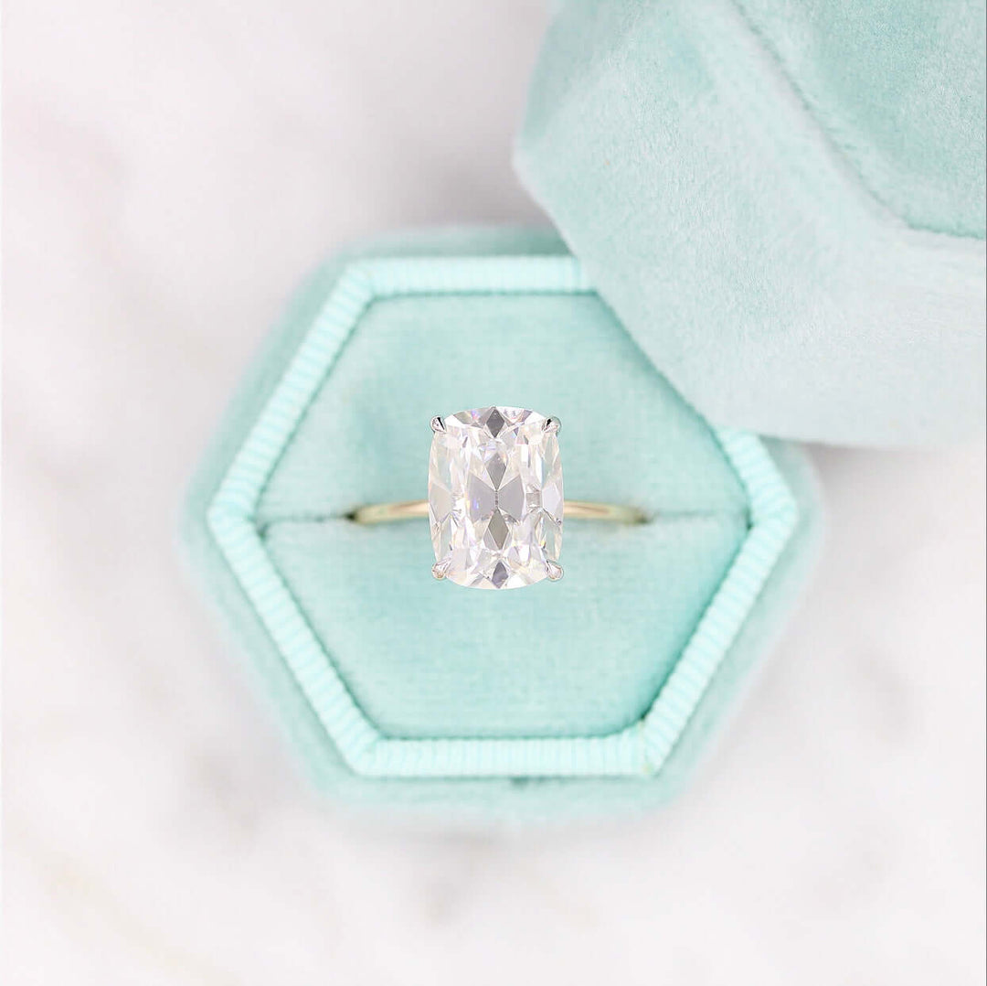 elongated cushion-cut lab-grown diamond engagement ring