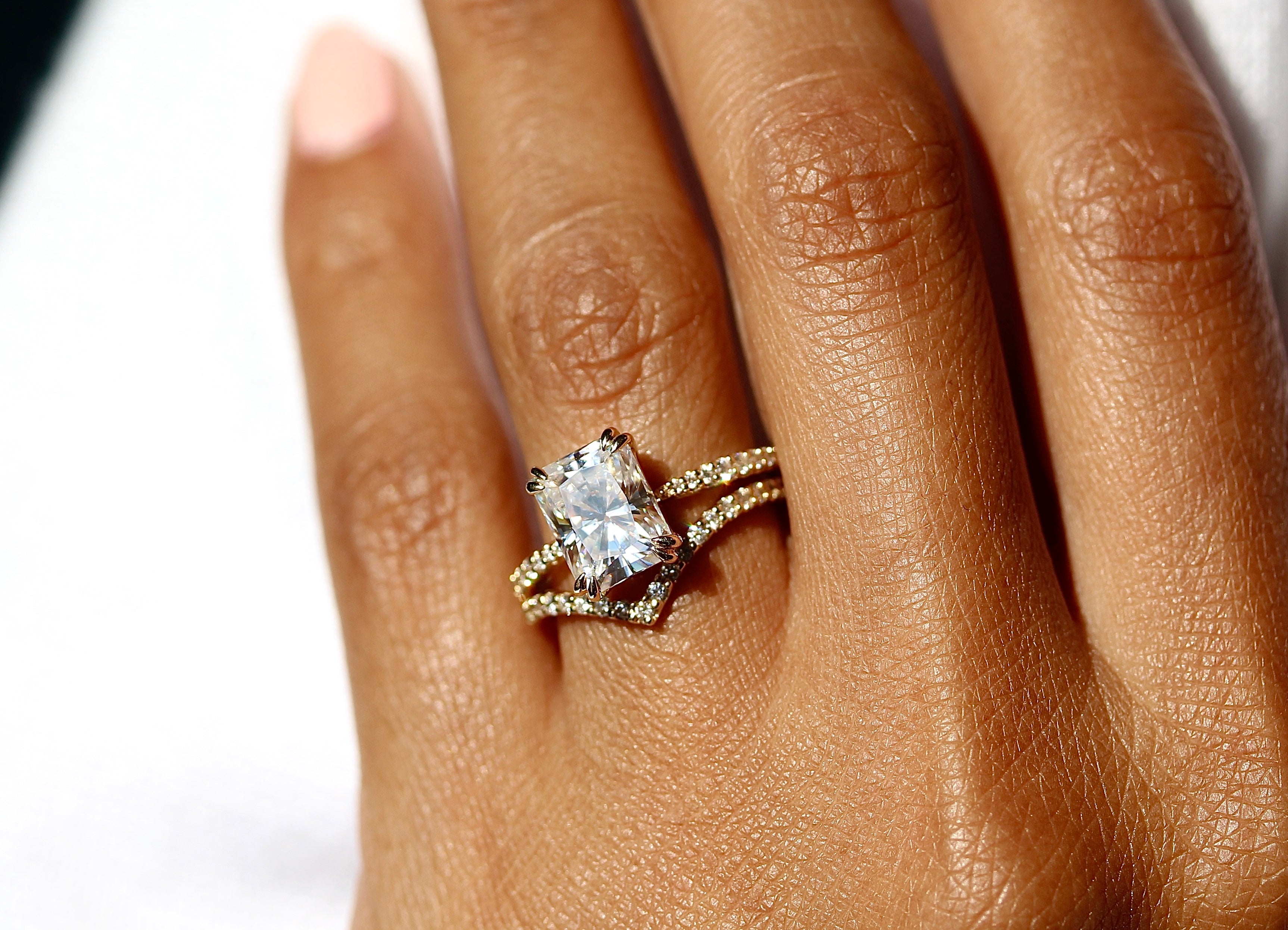 Rectangular Radiant Cut Diamond Engagement Rings