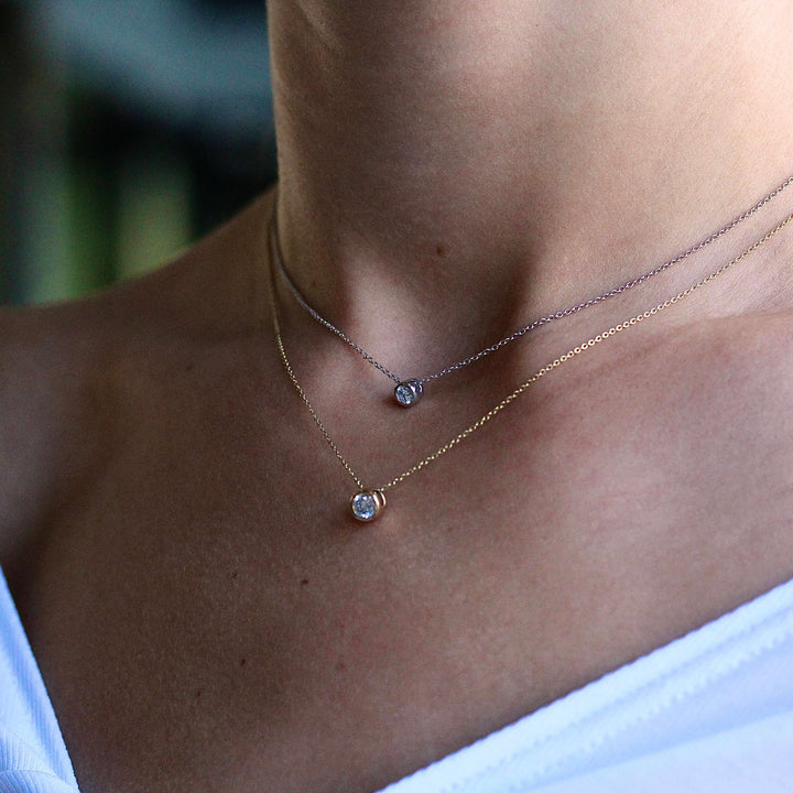 Necklace 14k White Gold / 1/4ct 1/4ct Diamond Bezel Necklace in White Gold