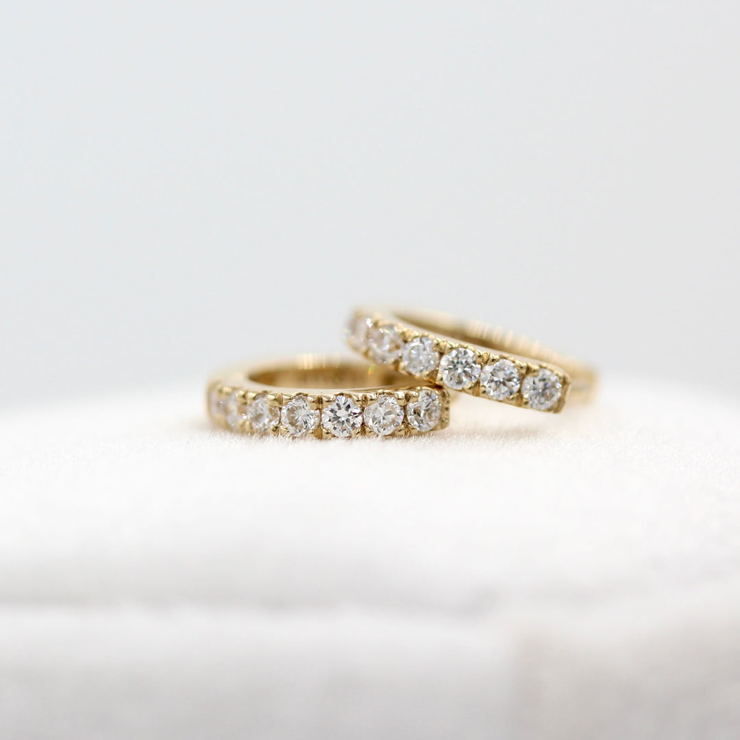 Earrings 14k Yellow Gold Diamond Huggies in Yellow Gold - 10mm