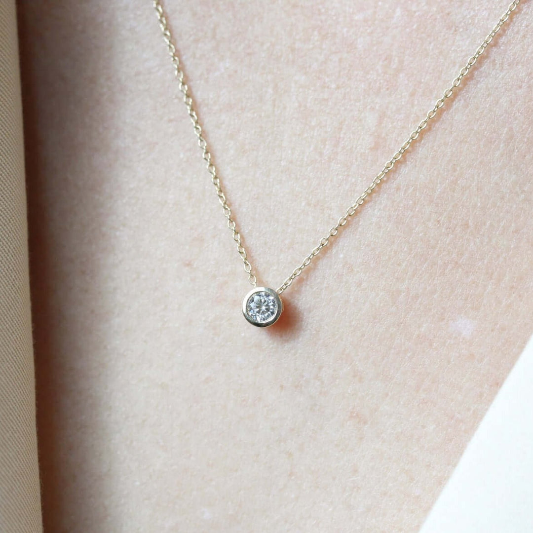 Necklace 14k Yellow Gold / 1/4ct 1/4ct Diamond Bezel Necklace in Yellow Gold