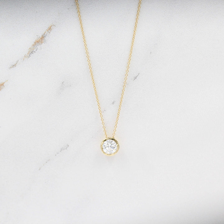 Necklace 14k Yellow Gold / 1ct 1ct Diamond Bezel Necklace in Yellow Gold