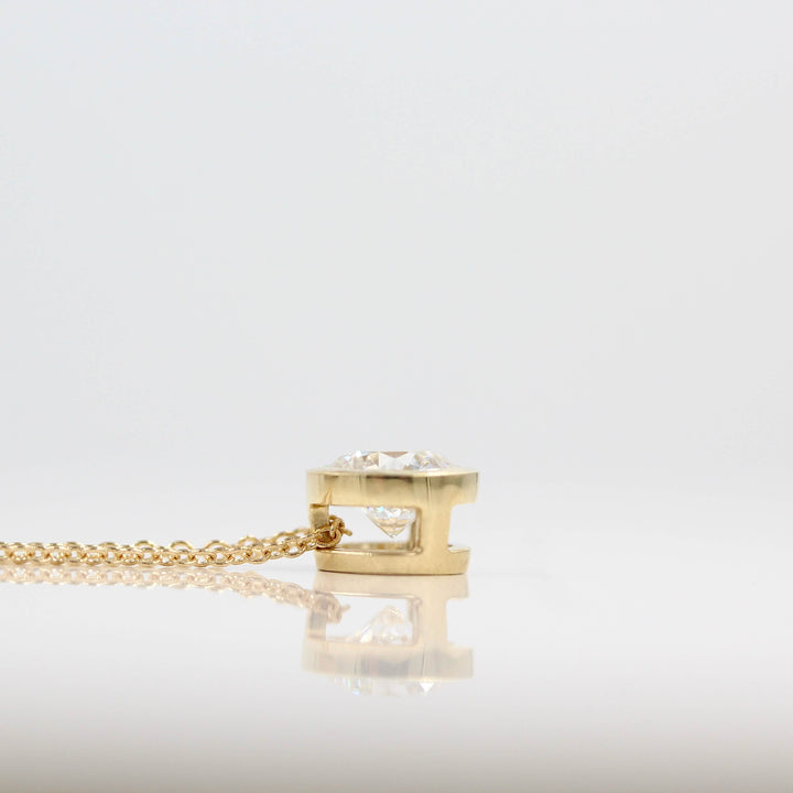 Necklace 14k Yellow Gold / 1ct 1ct Diamond Bezel Necklace in Yellow Gold