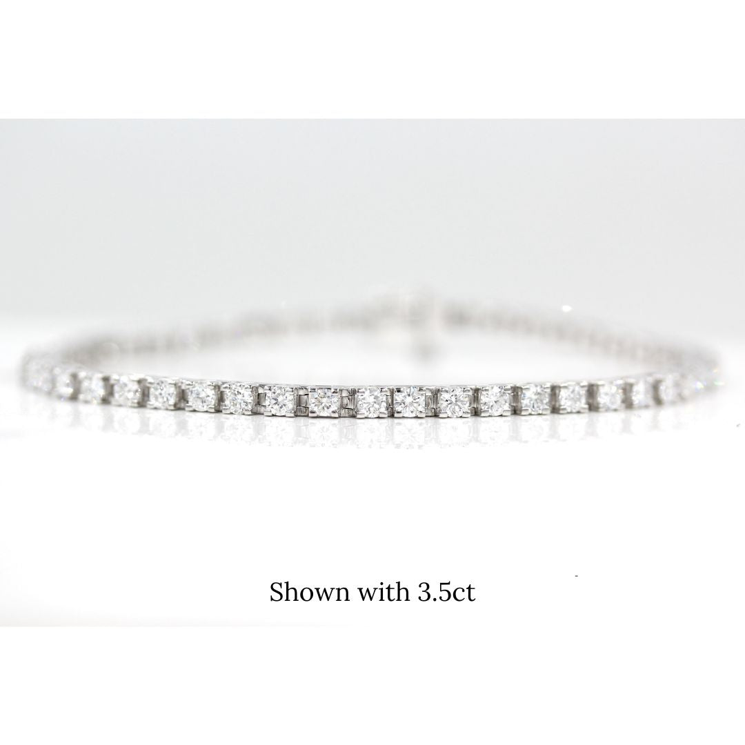 The Classic Lab Grown Diamond Tennis Bracelet in White Gold and 3.5ct against a white background
