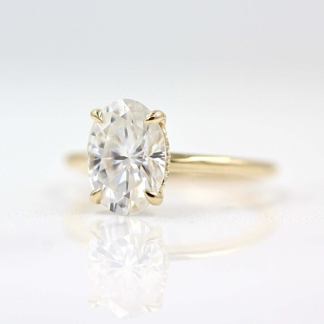 2ct oval moissanite engagement ring slightly angled